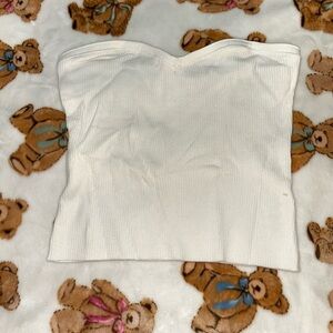 White Strapless Ribbed Top